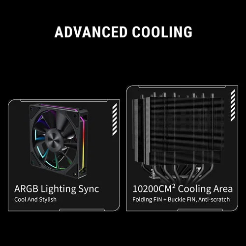 Ant Esports V8 Digital ARGB 120mm Dual Tower CPU Air Cooler with Temperature Display
